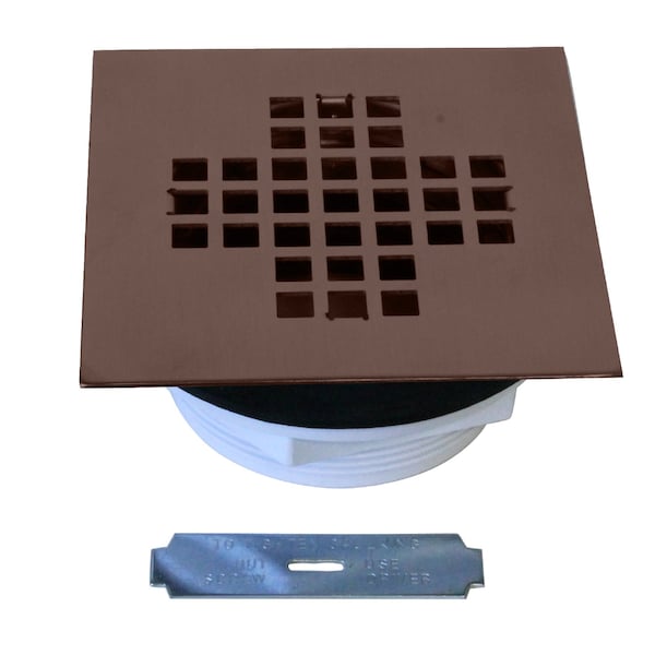 Westbrass 2" Sch 40 PVC Shower Drains W/ 4-1/4" Square Cover in Oil Rubbed Bronze D206PS-12 - main
